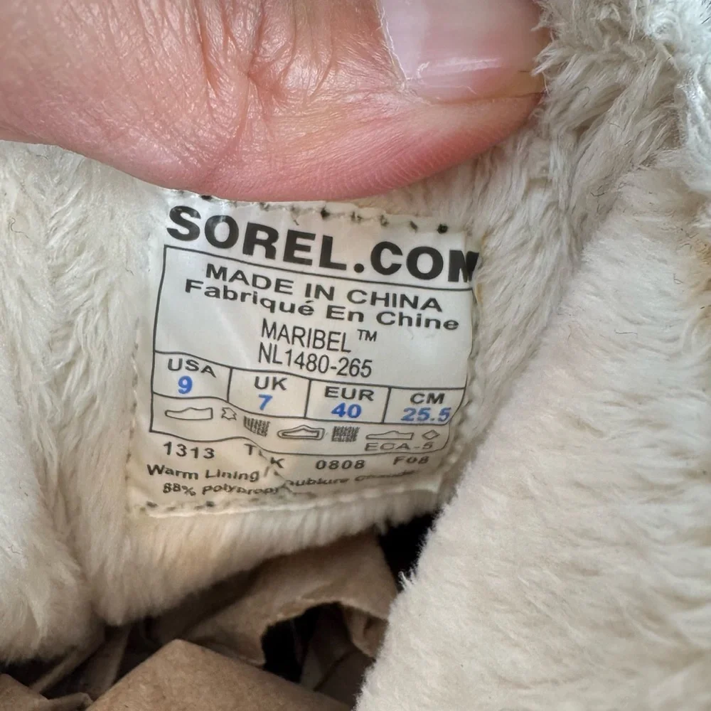 Sorel Maribel Waterproof‎ Suede Winter Boots Size 9, Camel Tan, Faux Fur